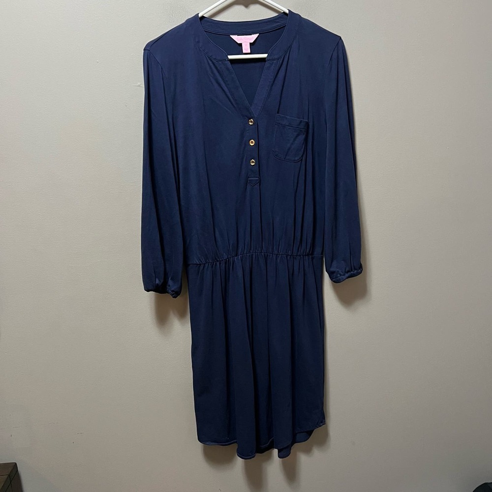 Lilly Pulitzer Beckett Navy Jersey Cotton T-shirt Dress Size Small